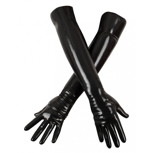 Czarne damskie lateksowe rękawiczki LateX