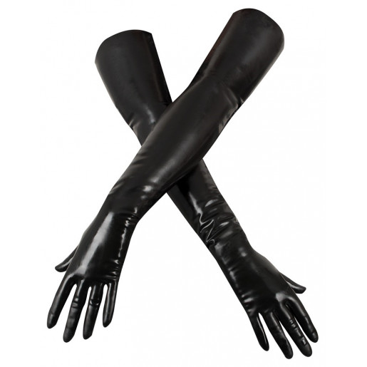 Długie lateksowe rękawiczki w kolorze czarnym LateX