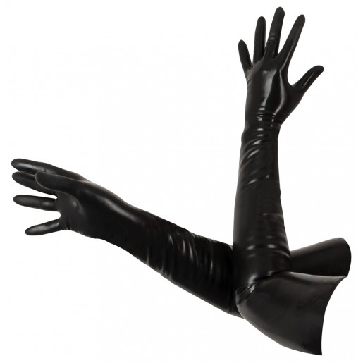Długie lateksowe rękawiczki w kolorze czarnym LateX