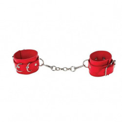 Skórzane kajdanki BDSM w kolorze czerwonym OUCH