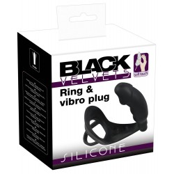 Pierścień z korkiem analnym i wibracjami Black Velvets