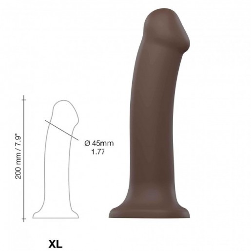 Czekoladowe elastyczne dildo Strap-on Double Density rozmiar XL