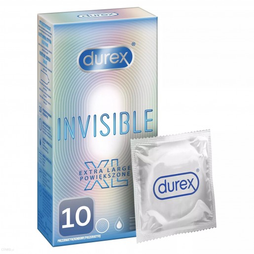 Cienkie powiększone prezerwatywy Durex Invisible XL 10 sztuk