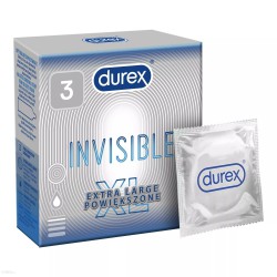 Cienkie powiększone prezerwatywy Durex Invisible XL 3 sztuki