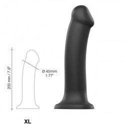 Czarne elastyczne dildo Strap-on Double Density rozmiar XL