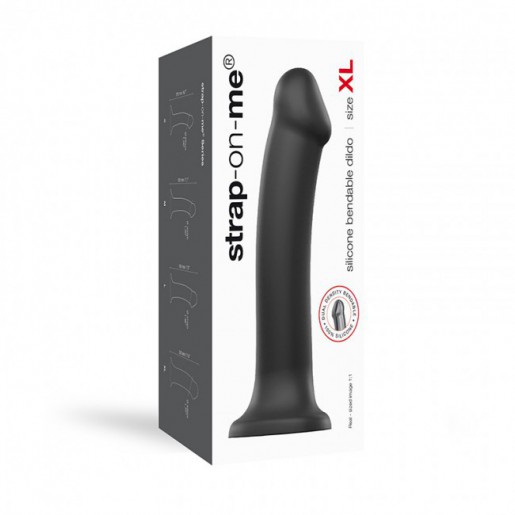 Czarne elastyczne dildo Strap-on Double Density rozmiar XL