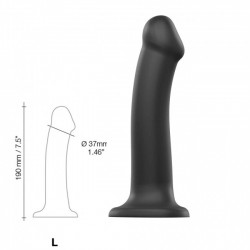 Czarne elastyczne dildo Strap-on Double Density rozmiar L