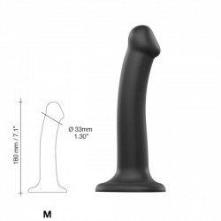 Czarne elastyczne dildo Strap-on Double Density rozmiar M