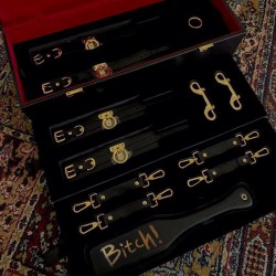 Upko Leather Kinky Tools Set skórzany czarny zestaw akcesoriów BDSM