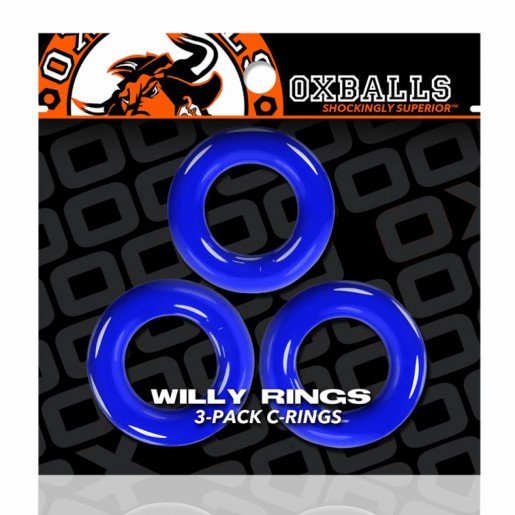 Zestaw 3 niebieskich pierścieni erekcyjnych Oxballs Willy