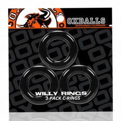 Zestaw 3 czarnych pierścieni erekcyjnych Oxballs Willy