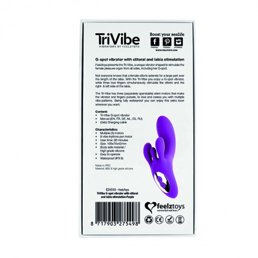 FeelzToys TriVibe fioletowy wibrator punktu G ze stymulatorem łechtaczki