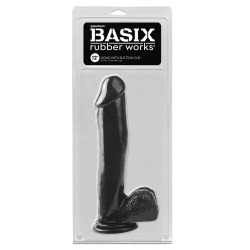 Czarne dildo z przyssawką Basix Rubber Works