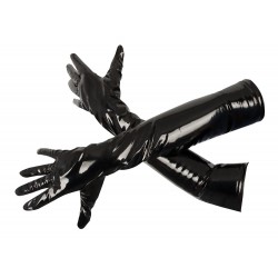 Długie czarne rękawiczki z winylu Anna Black Level