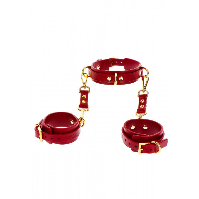 Taboom D-Ring czerwone kajdanki z obrożą