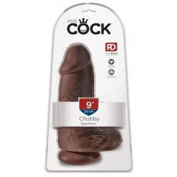 Realistyczne dildo z przyssawką King Cock 23cm Chubby brązowe