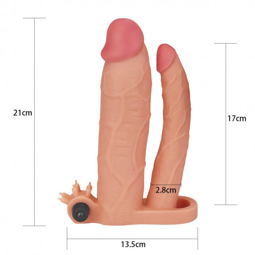 Lovetoy Pleasure X-Tender podwójna nakładka na penisa +7,6cm
