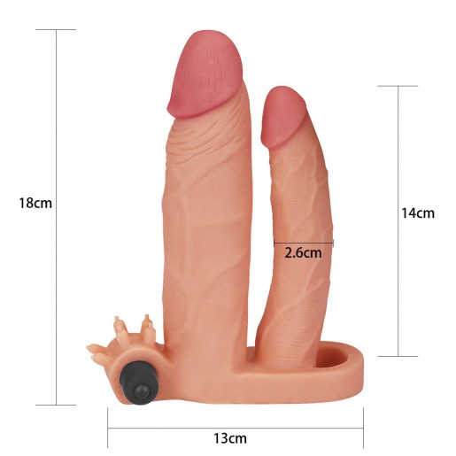 Lovetoy Pleasure X-Tender podwójna nakładka na penisa +2,5cm