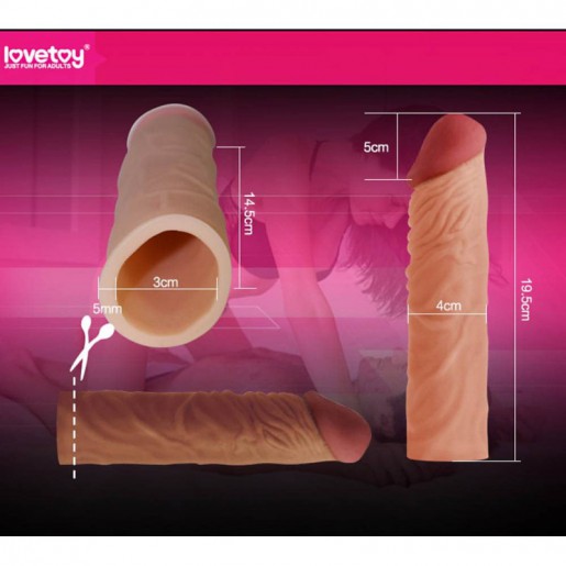 Brązowa nakładka na penisa Lovetoy Pleasure X-Tender 19,5cm