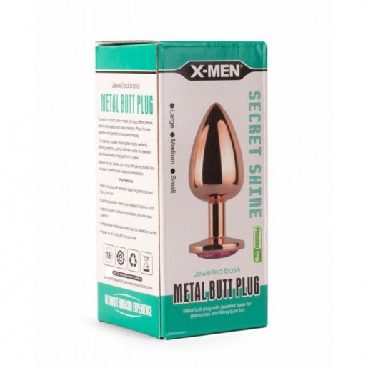 Metalowy korek analny z kryształem Secret Shine Pink Jewell 9,5 cm X-MEN