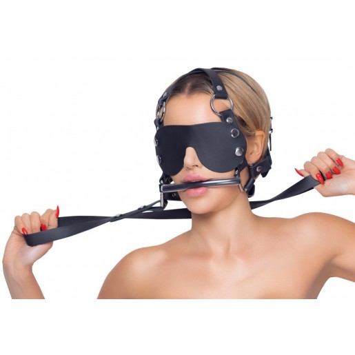 Skórzana maska BDSM z uzdą ZADO