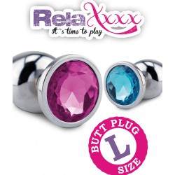 Metalowy korek analny z różowym kryształem rozmiar L RelaXxxx