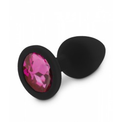 Czarny korek analny z rózowym kryształem rozmiar S RelaXxxx