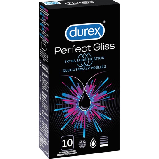 Mocno lubrykowane prezerwatywy Durex Perfect Gliss 10 sztuk