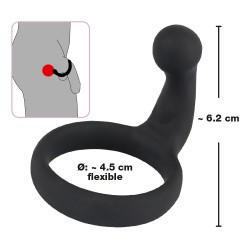 Pierścień na penisa ze stymulatorem krocza Black Velvets
