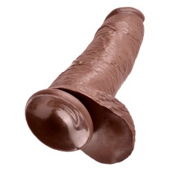 Brązowe dildo z przyssawką King Cock 30,5cm