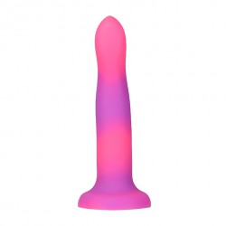Różowo fioletowe dildo świecące w ciemności Addiction Rave Dong