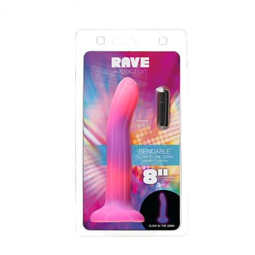 Różowo fioletowe dildo świecące w ciemności Addiction Rave Dong