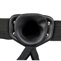 Czarne wibrujące dildo strap-on dla mężczyzn RealRock 24cm