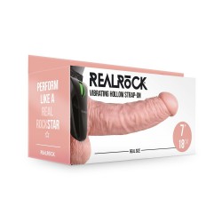 Cieliste wibrujące dildo strap-on dla mężczyzn RealRock 18cm