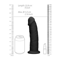 Czarne silikonowe dildo z przyssawką RealRock 22,8cm
