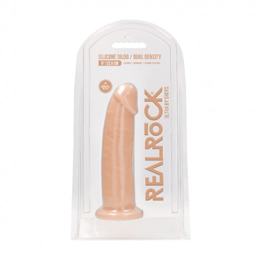 Cieliste silikonowe dildo z przyssawką RealRock 22,8cm