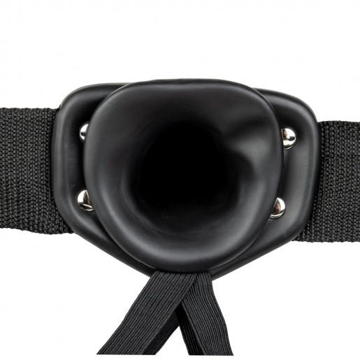 Czarne wibrujące dildo strap-on dla mężczyzn RealRock 20cm