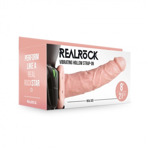 Cieliste wibrujące dildo strap-on dla mężczyzn RealRock 20cm