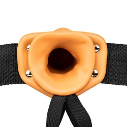 Karmelowe wibrujące dildo strap-on dla mężczyzn RealRock 20cm