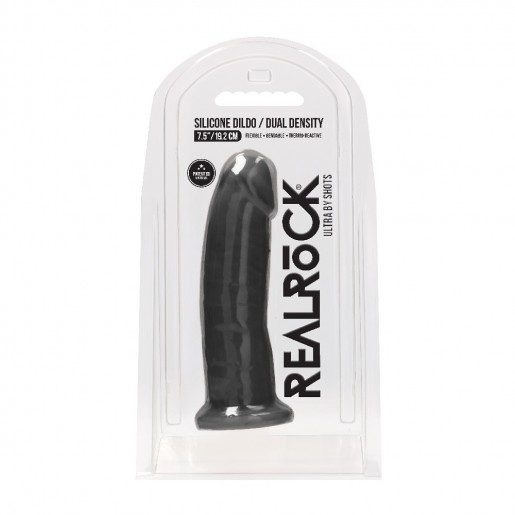 Czarne silikonowe dildo z przyssawką RealRock 19cm