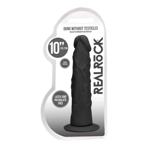 Czarne proste dildo z przyssawką RealRock 26,7cm