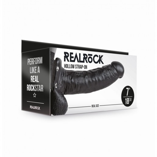 Czarne dildo strap-on dla mężczyzn RealRock 18cm