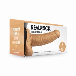 Karmelowe dildo strap-on dla mężczyzn RealRock 18cm