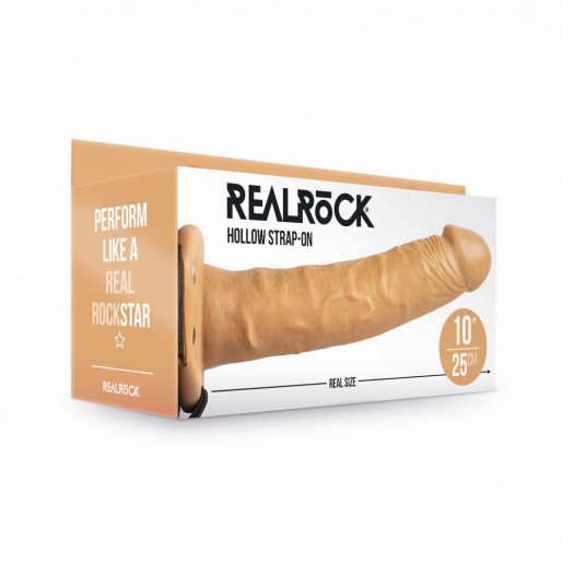 Karmelowe dildo strap-on dla mężczyzn RealRock 24,5cm