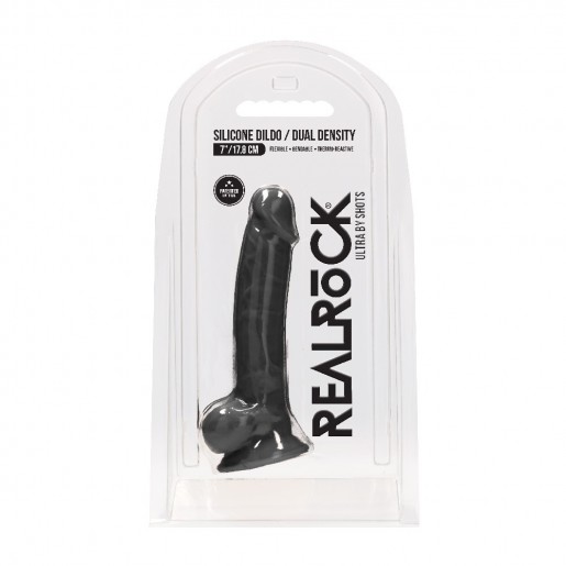 Czarne dildo z przyssawką RealRock 18cm