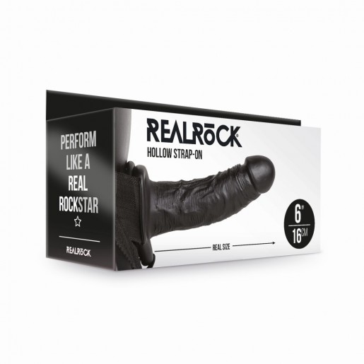 Czarne dildo strap-on dla mężczyzn RealRock 15,5cm