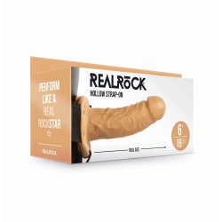 Karmelowe dildo strap-on dla mężczyzn RealRock 15,5cm