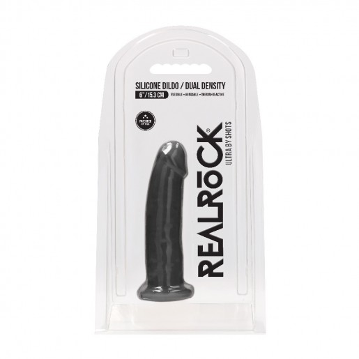 Czarne silikonowe dildo z przyssawką RealRock 15cm