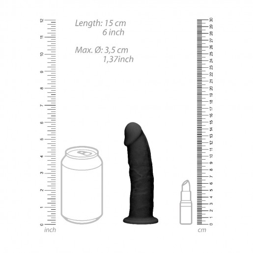 Czarne silikonowe dildo z przyssawką RealRock 15cm