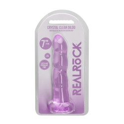 Fioletowe dildo z wypustkami i przyssawką RealRock 17cm